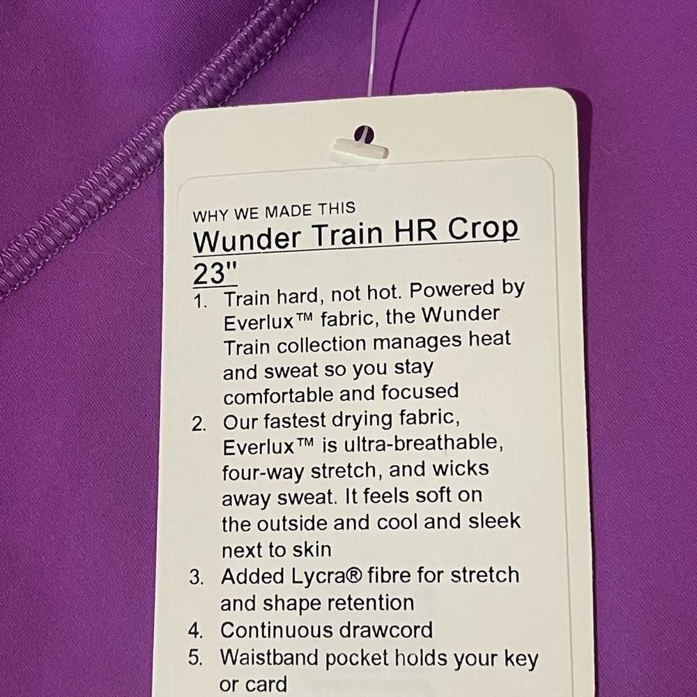 NWT Lululemon Wunder Train High-Rise Crop 23” Size 10 - Picture 11 of 11